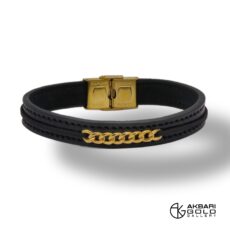 دستبند مدل چرم مردانه Akbarigold code 20905.1